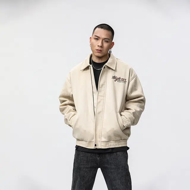 赞仕 美式复古休闲舒适简约百搭夹克外套 男款 米色