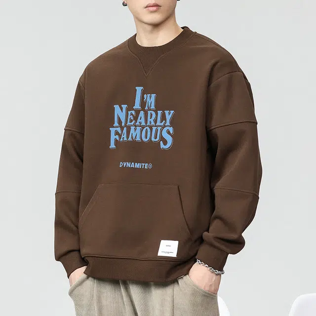 赞仕 美式街头拼接字母圆领套头长袖卫衣 男女同款