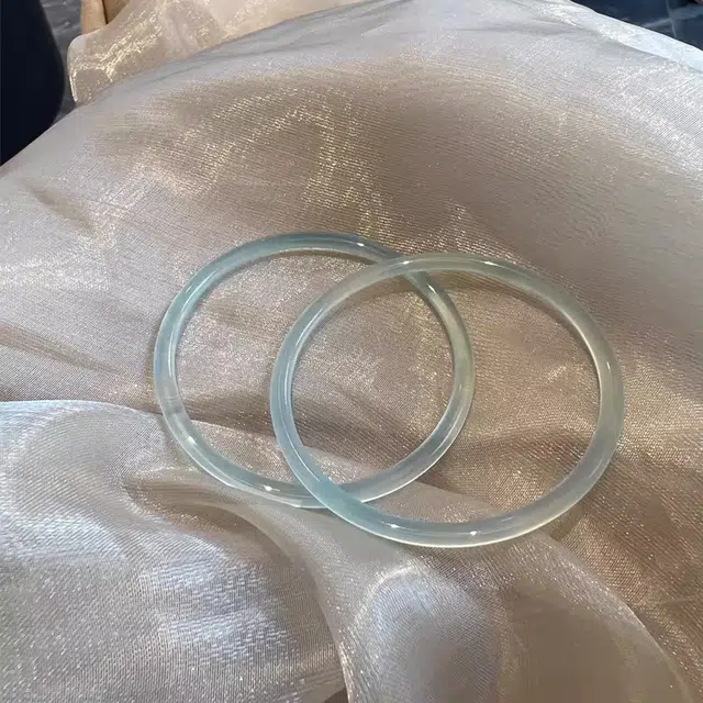 御龙镜 荔枝冻新中式古风一步一响清冷感优雅温柔天蓝色清透莹润温婉双圈美人条 玉髓 玉石手镯 女款