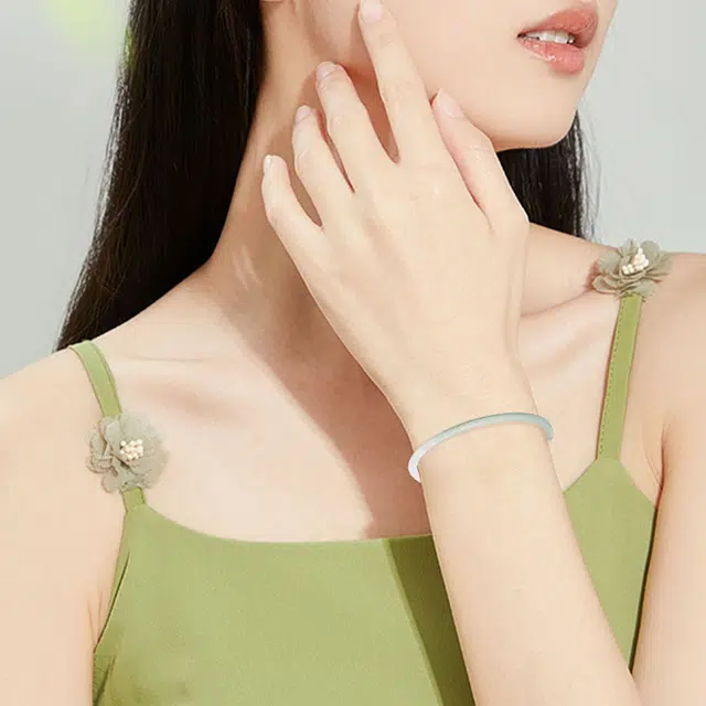 御龙镜 远山黛 碧水湖泊新中式国潮古法叮当镯渐变色高级轻奢气质大方旗袍汉服 玉髓 手镯 女款