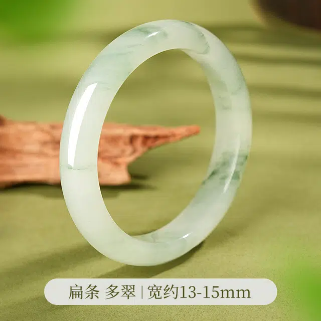 御龙镜 新中式美人镯   森系清新温柔气质简约高级感多翠旗袍玉镯清冷氛围感镯精致轻奢叮当镯#好运 天山翠 手镯 女款