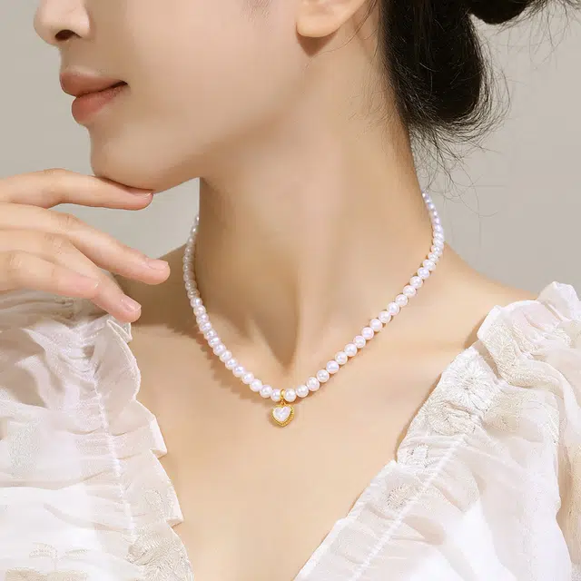 御龙镜 复古璀璨新中式高级轻奢感爱心小众设计感富贵大气时尚潮流 淡水珍珠 项链 女款