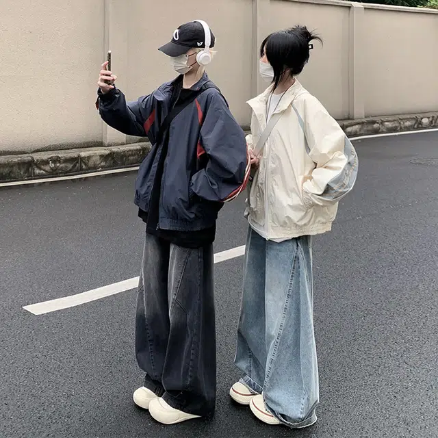 费尔岛上的猫 美式复古撞色立领百搭防风防水休闲长袖飞行员上衣夹克 男女同款