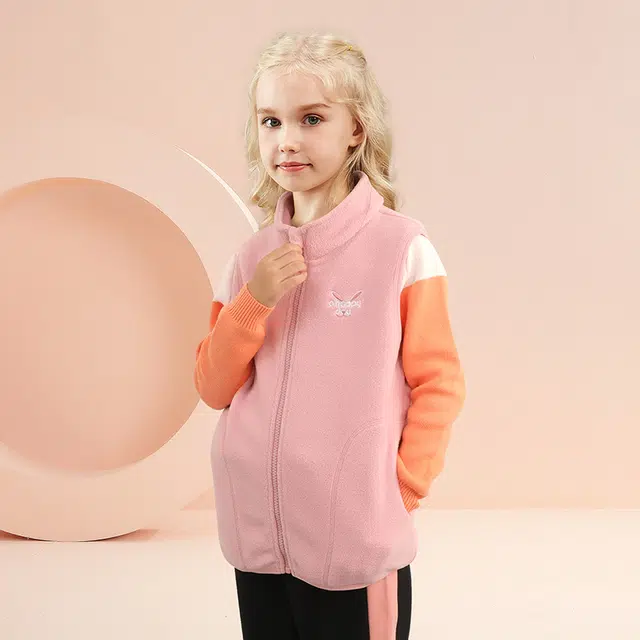 大童 红豆 纯色柔软亲肤舒适马甲 玉粉