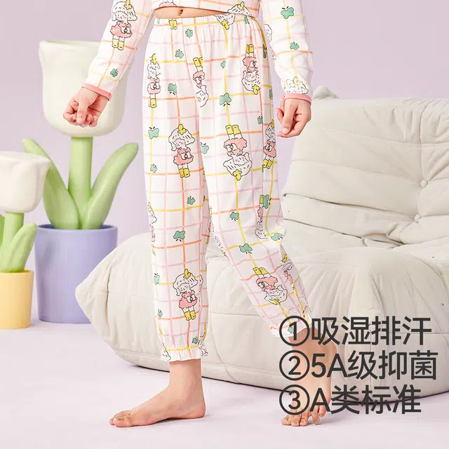 红豆 吸湿排汗舒适简约睡裤 大童 樱花粉