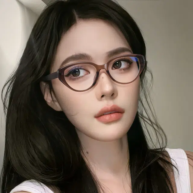 苍木优品 防蓝光猫眼近视眼镜可定制防蓝光变色防雾近视镜片黑框复古素颜显瘦 光学镜架 男女同款情侣款