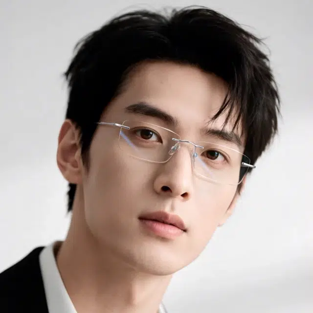 【联系客服可配度数】 苍木优品 超轻纯钛金丝边无框近视镜框男大脸金边斯文败类无边框钛架可佩镜片 功能性眼镜 男女同款情侣款