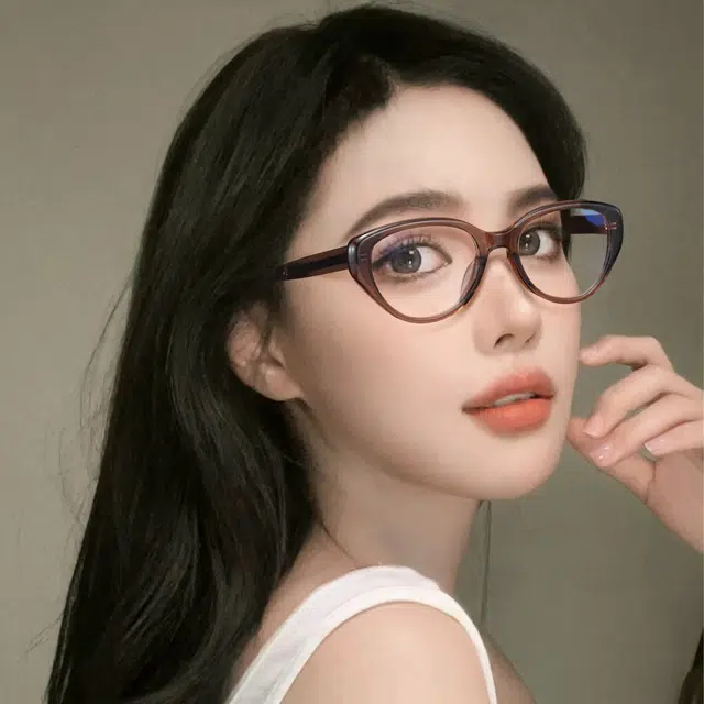 苍木优品 防蓝光猫眼近视眼镜可定制防蓝光变色防雾近视镜片黑框复古素颜显瘦 光学镜架 男女同款情侣款