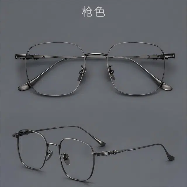 【联系客服可配度数】 苍木优品 超轻可佩防雾防蓝光变色雕花 合金钛 方形 功能性眼镜 男女同款情侣款 枪色 黑银 黑色 金色