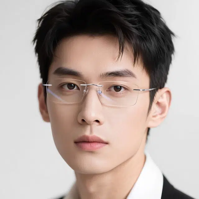 【联系客服可配度数】 苍木优品 超轻纯钛金丝边无框近视镜框男大脸金边斯文败类无边框钛架可佩镜片 功能性眼镜 男女同款情侣款