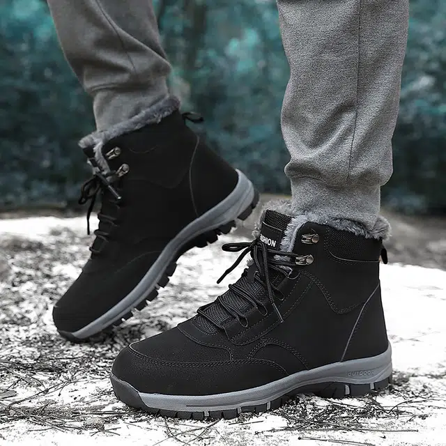 新舒悦舒适 织物 保暖耐磨减震 时尚潮流 生活休闲 日常百搭 外穿 软底 中老年爸爸妈妈鞋 健步鞋 旅行鞋 短筒 雪地靴 男女同款