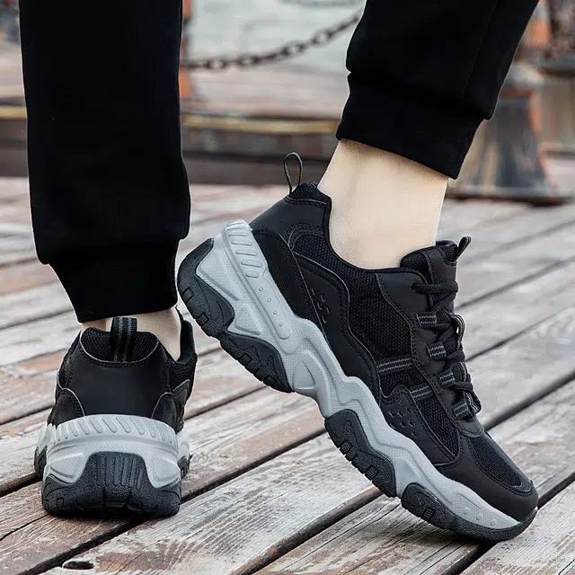 新舒悦舒适 网布皮革 时尚潮流 简约百搭 舒适 健步鞋 户外运动 耐磨透气轻便 低帮 生活休闲鞋 男款