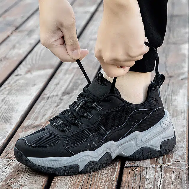 新舒悦舒适 网布皮革 时尚潮流 简约百搭 舒适 健步鞋 户外运动 耐磨透气轻便 低帮 生活休闲鞋 男款