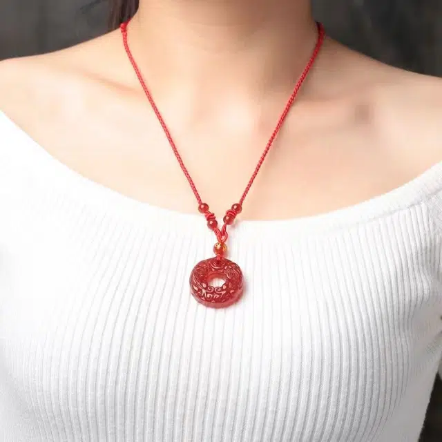 识恩 设计师款简约新中式古风进宝瑞兽 玛瑙 玉石项链 男女同款情侣款