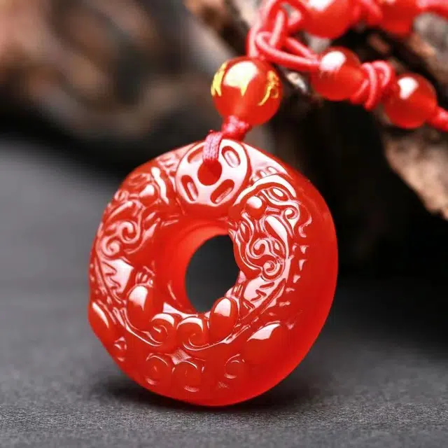 识恩 设计师款简约新中式古风进宝瑞兽 玛瑙 玉石项链 男女同款情侣款