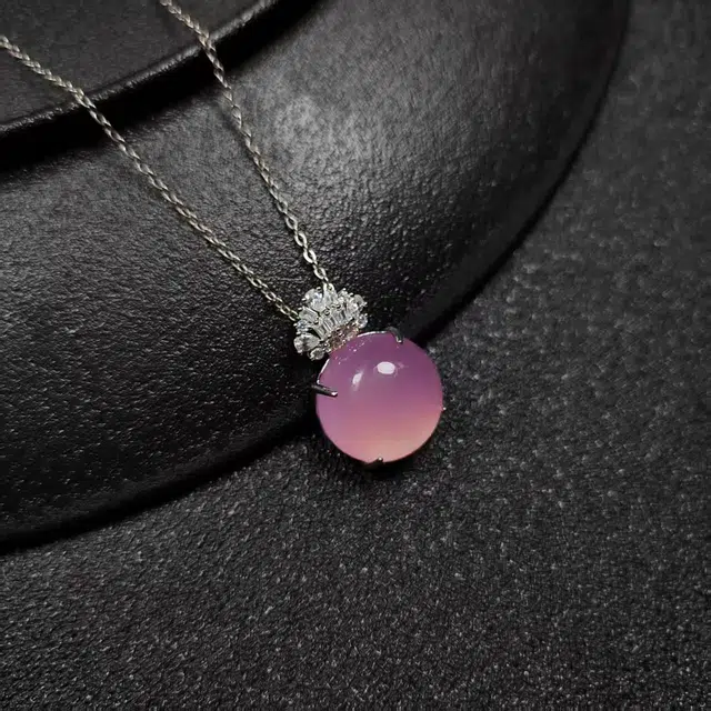 识恩 粉紫樱花粉鸽子蛋转运珠 气质优雅轻奢#好运 玉髓 项链 女款