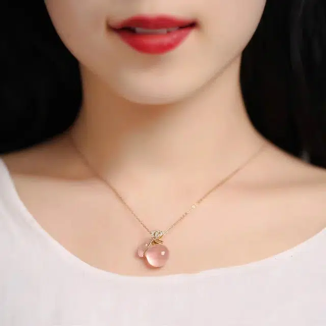 识恩 设计师款新中式表白甜蜜简约精致轻奢复古国风气质福气满满好运 玉髓 玉石项链 女款