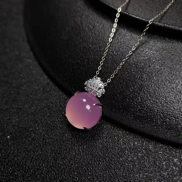 识恩 粉紫樱花粉鸽子蛋转运珠 气质优雅轻奢#好运 玉髓 项链 女款