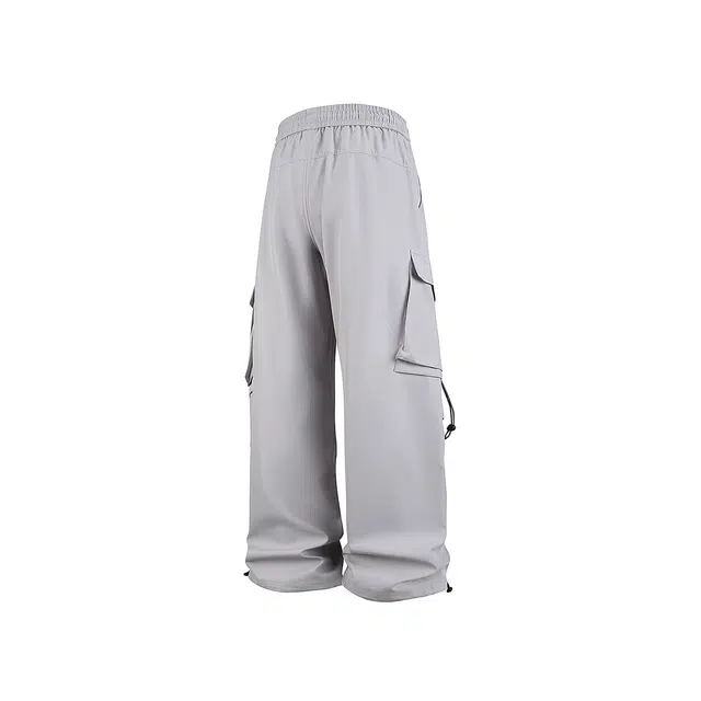 潮牌美式机能风纯色直筒运动裤男女复古宽松潮流百搭长裤冲锋裤 青少年