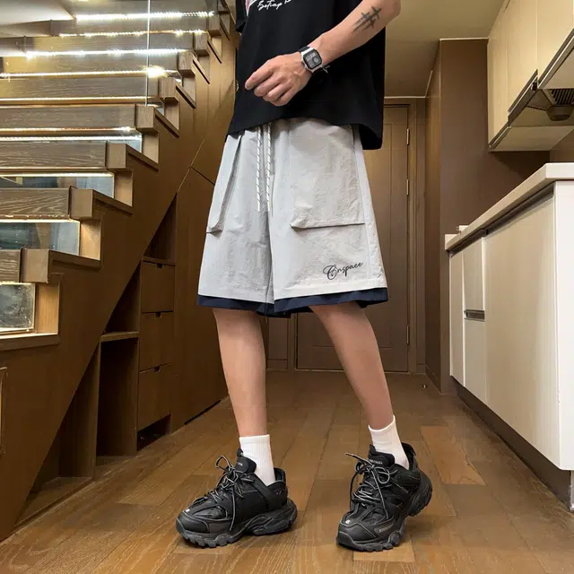 中国航天 条纹织带简易品牌透气速干轻薄百搭篮球跑步运动休闲短裤 男女同款