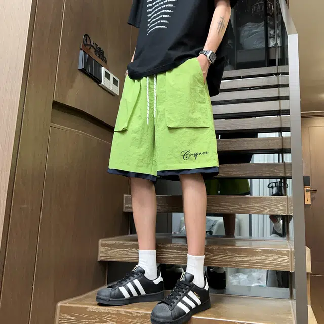 中国航天 条纹织带简易品牌透气速干轻薄百搭篮球跑步运动休闲短裤 男女同款