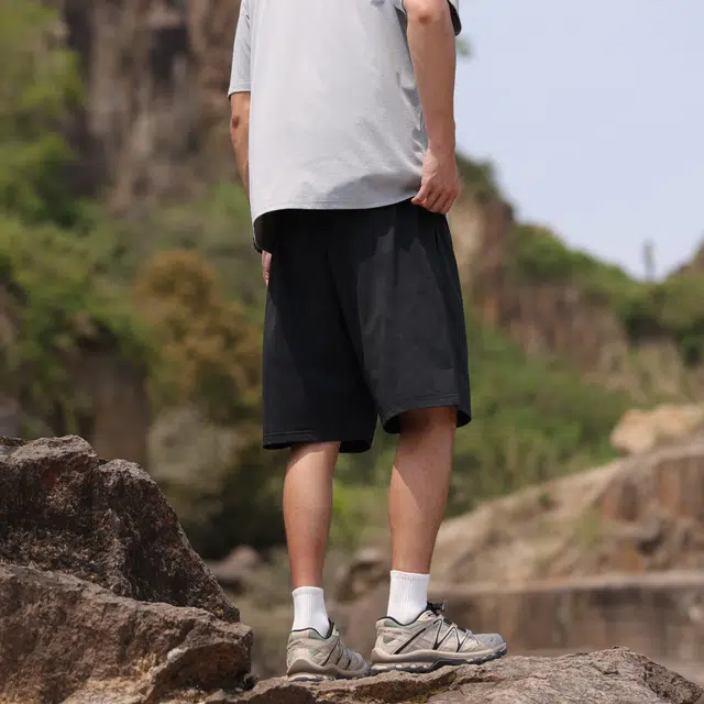 中国航天 美式复古基础款满印宽松透气时尚通勤户外跑步健身舒适百搭五分休闲短裤 男女同款