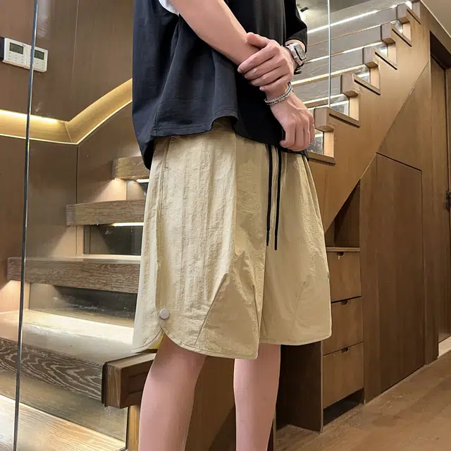 中国航天 美式复古山系户外速干简约纯色立体切割线条大口袋设计高街潮流百搭宽松舒适工装休闲短裤 男女同款