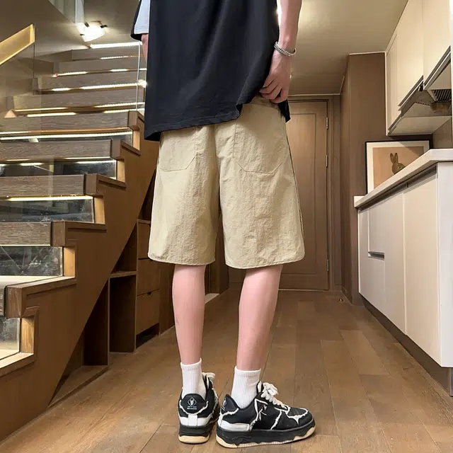 中国航天 美式复古山系户外速干简约纯色立体切割线条大口袋设计高街潮流百搭宽松舒适工装休闲短裤 男女同款