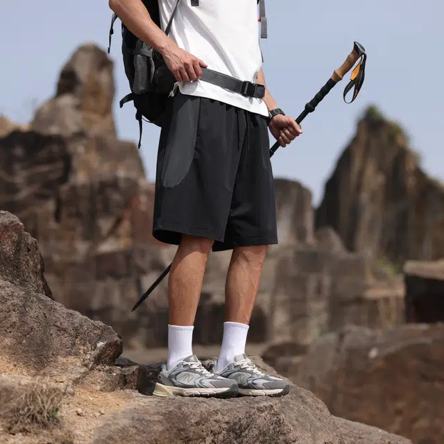中国航天 美式复古拼接宽松日常百搭五分休闲短裤 男女同款