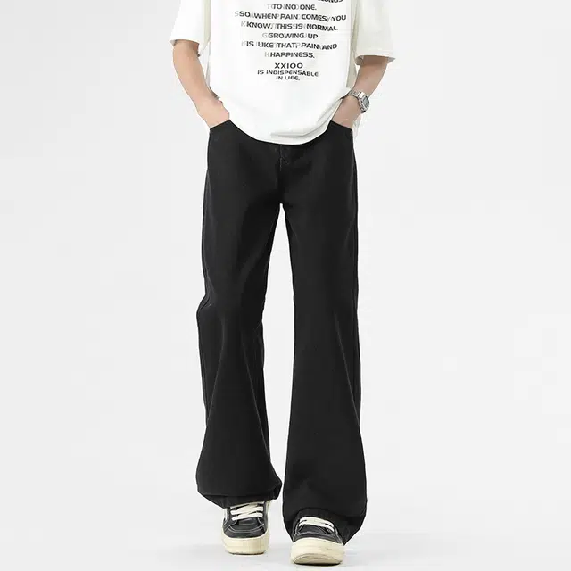 中国航天 美式复古高街水洗做旧废土风弯刀裤高级感窄版设计中腰显高显瘦潮流时尚通勤基础款百搭休闲垂感柔软透气弹力微喇牛仔裤 男女同款