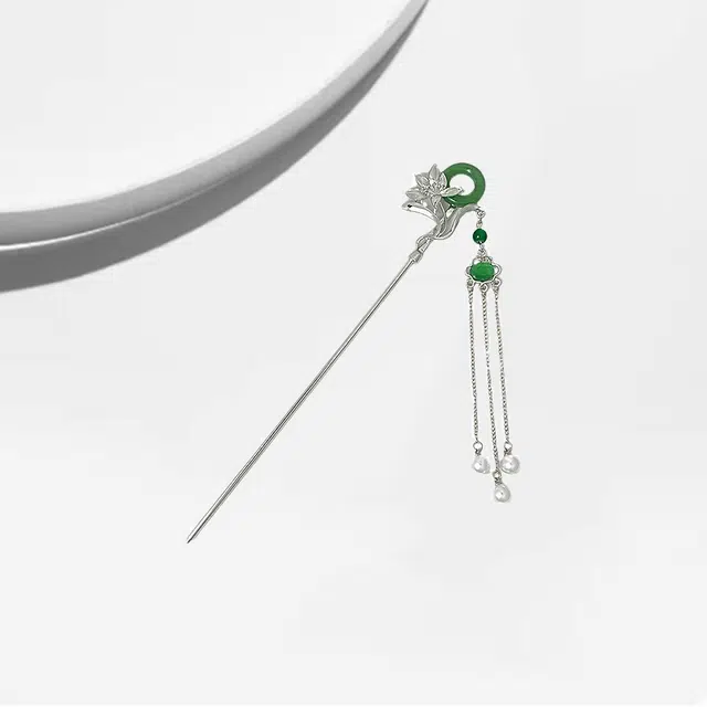 大唐国鼎 荷花扣新中式简约时尚小众设计国潮宫廷风精致纹理招财纳福旺事业学业本命年财运 好运 合金 发簪 女款