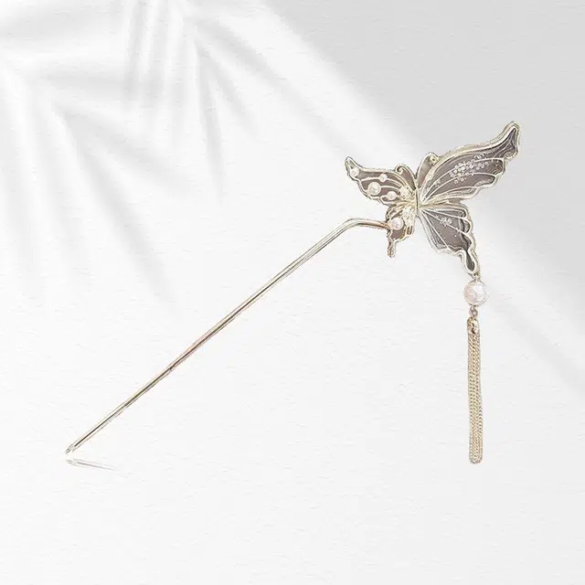 大唐国鼎 蝴蝶古典气质流苏簪子 步摇汉服古装旗袍盘发 新中式高级感发钗优雅#好运 合金 发簪 女款