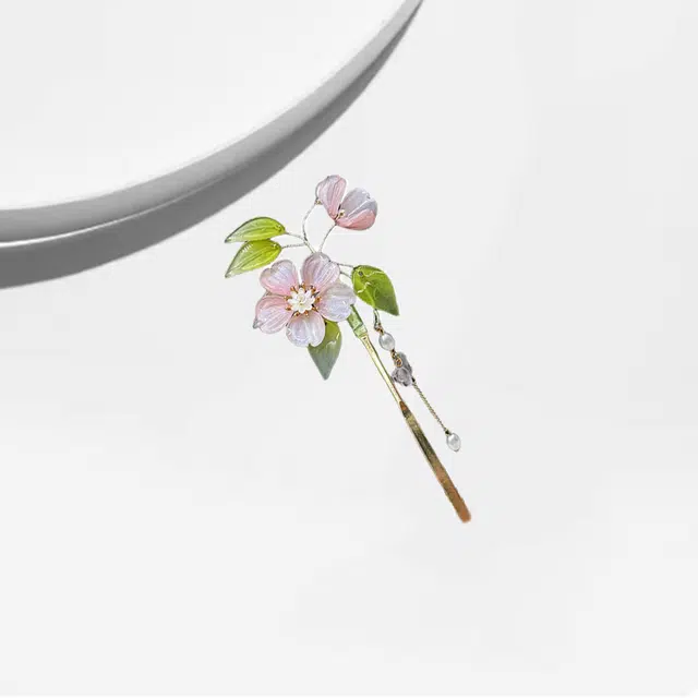 大唐国鼎 桃花灼灼新中式复古风小众设计优雅国潮 精致纹理旺事业学业本命年财运 好运 合金 发簪 女款