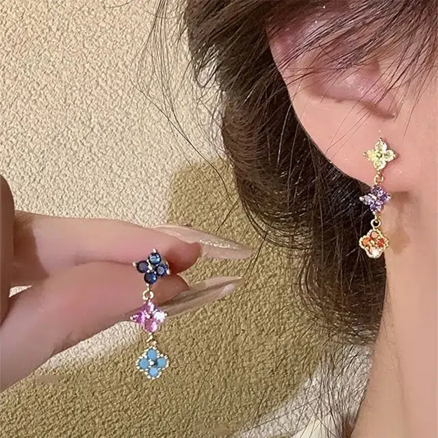 迎百宝 遇见幸运 森系小清新 小众设计高级感 时来运转  水逆消散 合金 耳环 女款