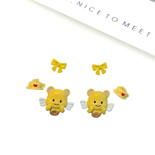 可爱值拉满 迎百宝 超值惊喜少女心卡通三件套耳钉 好运  甜美可爱精致小巧设计感百搭实用三对耳环 圣诞礼闺蜜同款耳饰 男女同款情侣款