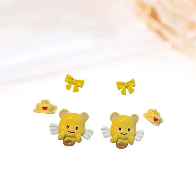 可爱值拉满 迎百宝 超值惊喜少女心卡通三件套耳钉 好运  甜美可爱精致小巧设计感百搭实用三对耳环 圣诞礼闺蜜同款耳饰 男女同款情侣款