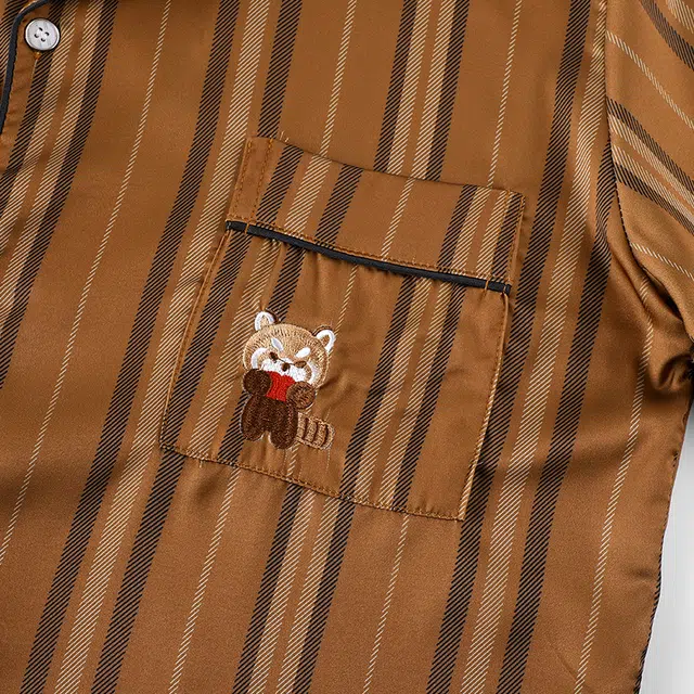 好福份 薄款条纹卡通甜美风休闲家居服夏季睡衣套装 男女同款