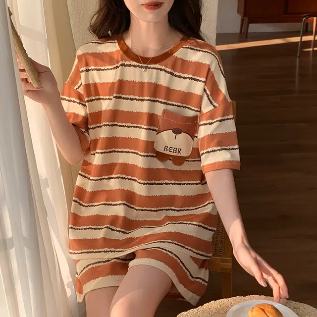 好福份 韩版时尚休闲透气家居服可外穿睡衣套装 女款