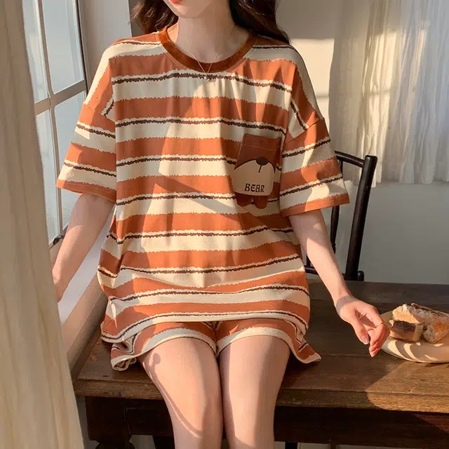 好福份 韩版时尚休闲透气家居服可外穿睡衣套装 女款