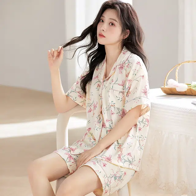 好福份 带胸垫小清新时尚甜美柔软家居服睡衣套装 女款