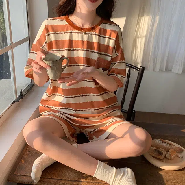 好福份 韩版时尚休闲透气家居服可外穿睡衣套装 女款