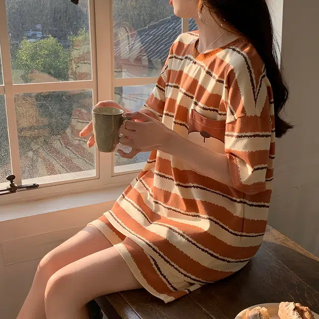 好福份 韩版时尚休闲透气家居服可外穿睡衣套装 女款