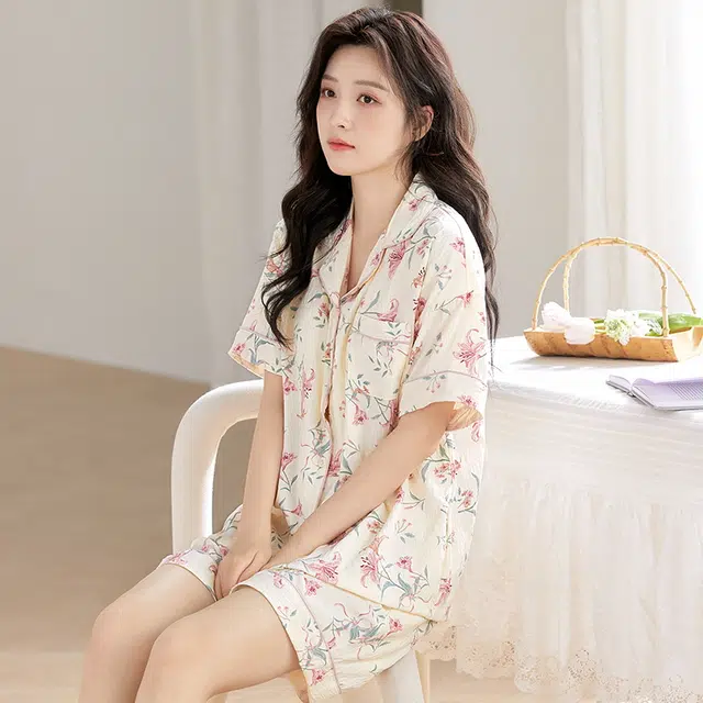 好福份 带胸垫小清新时尚甜美柔软家居服睡衣套装 女款