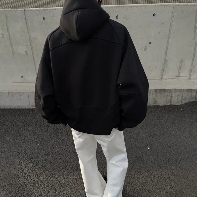 悍戈 美式复古高街风宽松半拉链设计休闲百搭学院风简约氛围感连帽拼接纯色潮流长袖时尚卫衣 男女同款