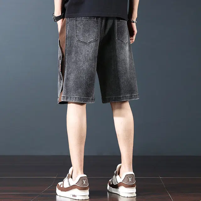 寻星记 美式复古夏季多款式拼接宽松五分裤休闲百搭适合通勤牛仔短裤 男女同款