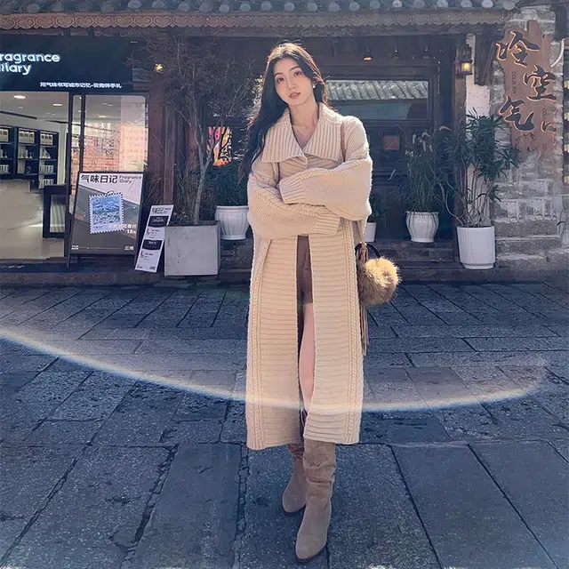 轻迎 法式复古翻领长款短袖针织衫 女款