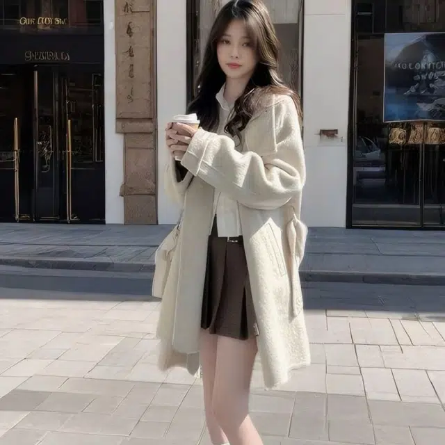轻迎 高级感韩系立领设计宽松修身显瘦大衣 女款