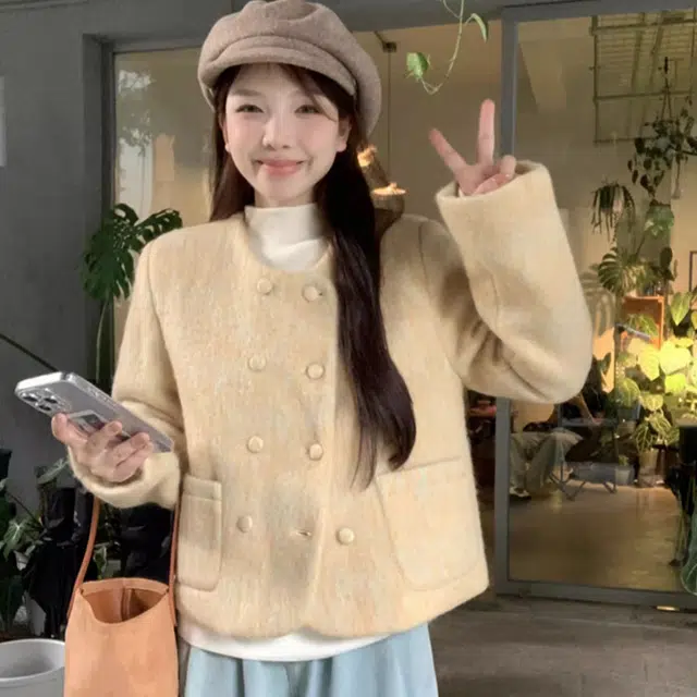 轻迎 小众高级感时尚百搭圆领气质宽松上衣截短外套 女款