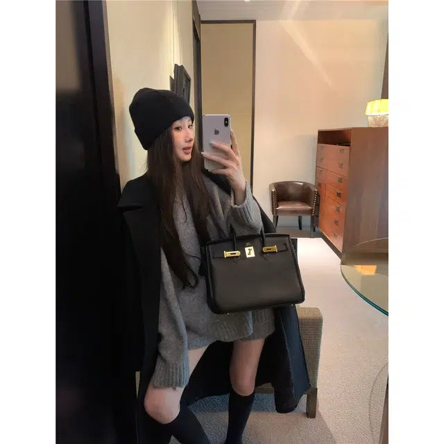 轻迎 复古韩系长袖宽松慵懒风毛衣高腰显瘦短裤两件套休闲套装 女款