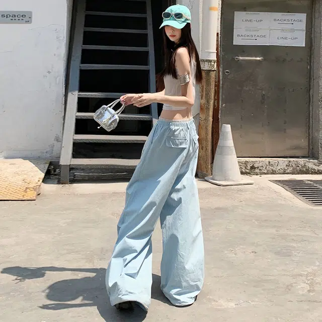 轻迎 美式阔腿高腰宽松慵懒风工装裤休闲裤 女款